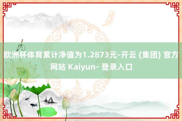 欧洲杯体育累计净值为1.2873元-开云 (集团) 官方网站 Kaiyun- 登录入口