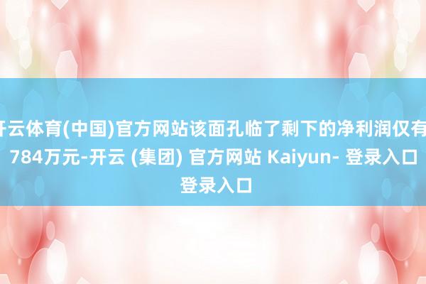 开云体育(中国)官方网站该面孔临了剩下的净利润仅有1784万元-开云 (集团) 官方网站 Kaiyun- 登录入口