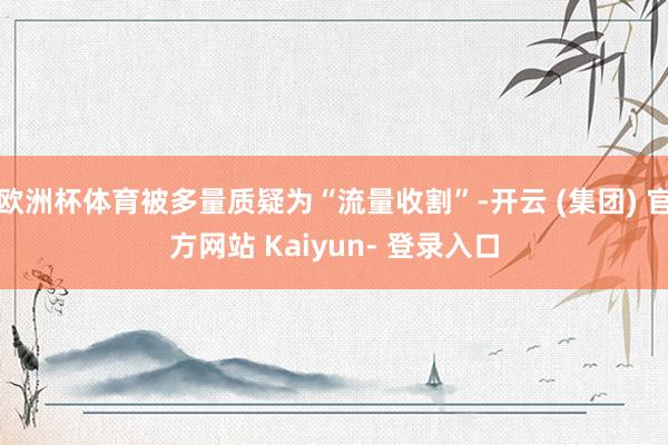 欧洲杯体育被多量质疑为“流量收割”-开云 (集团) 官方网站 Kaiyun- 登录入口